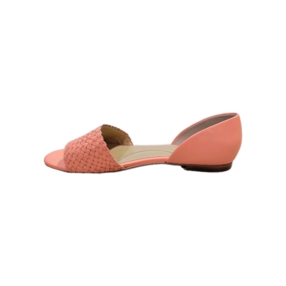 Talbots Leona Woven Leather Flats Sandals Salmon Pink Coral Size 8 M Slip On - Picture 5 of 13